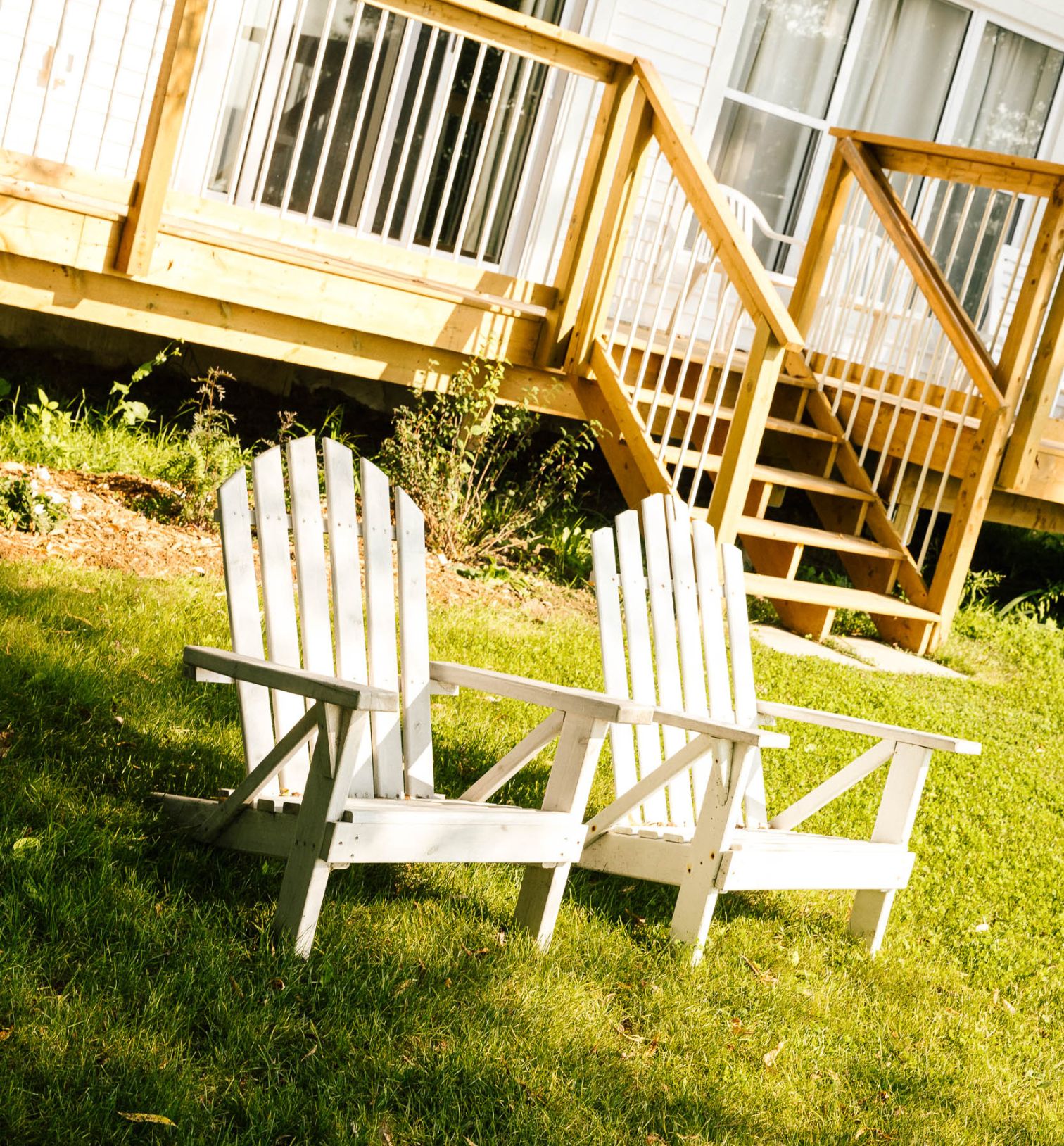 2 chairs outside the cottage